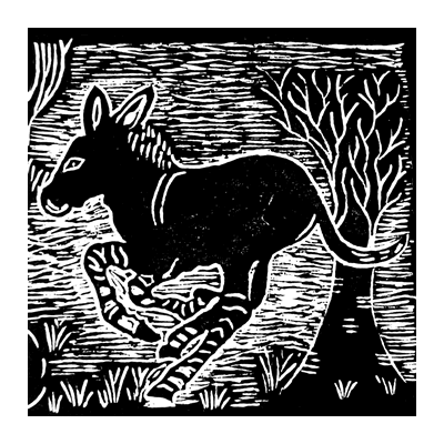 Donkey lino cut