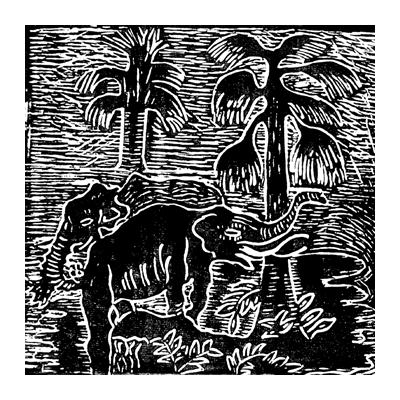 Elephant  lino cut